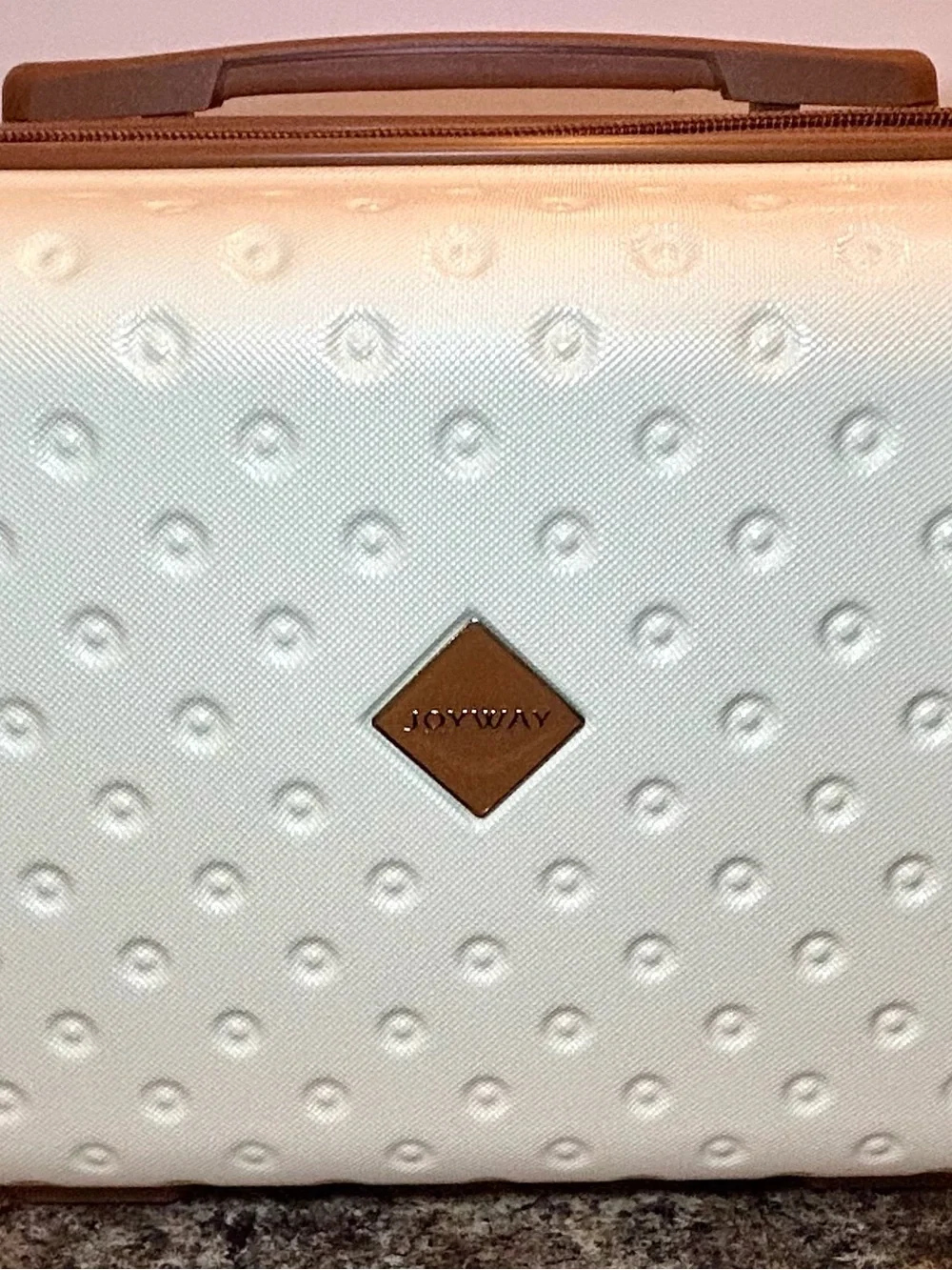 Cream Cosmetic Case with Brown Accents